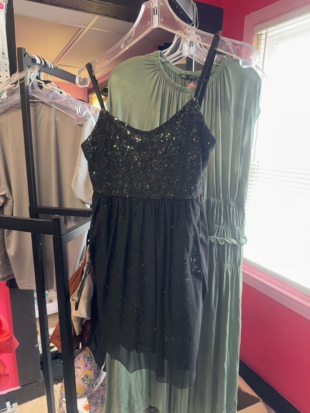 Irreplaceable Black Sequin Mesh Overlay Mini Dress Size S